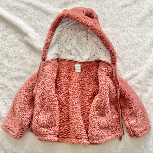 Carter’s Baby Hooded Sherpa Jacket with Bear Ear Hood Pink Size 24 Months - Picture 4 of 8
